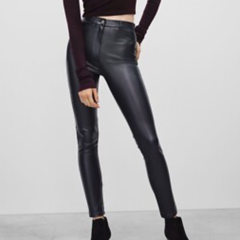 Aritzia Faux Leather Pants Black Wilfred Free Skinny Adrienne Size 0